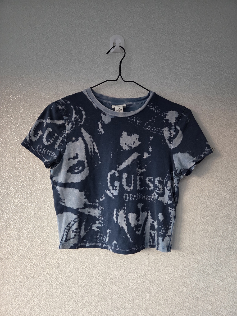 Guess Blue Graphic Tie-Dye Crop Top